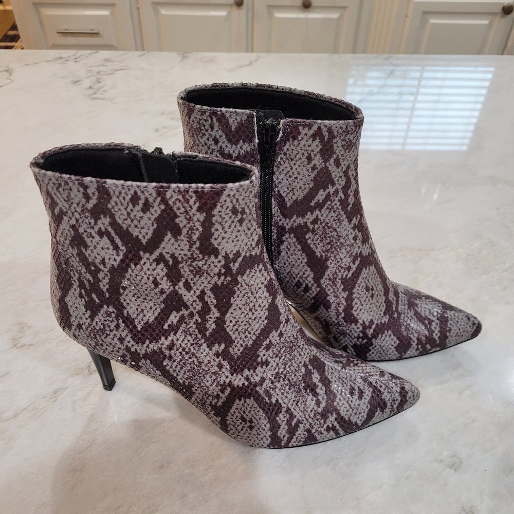 Giulia Pale Turquoise & Brown Stiletto Boots - Picture 2 of 5